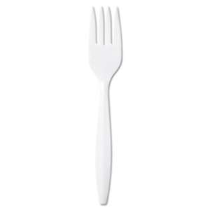 DIXIE FOOD SERVICE Plastic Cutlery, Mediumweight Forks, White, 1000/Carton