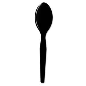 DIXIE FOOD SERVICE Plastic Cutlery, Heavy Mediumweight Teaspoons, Black, 1000/Carton