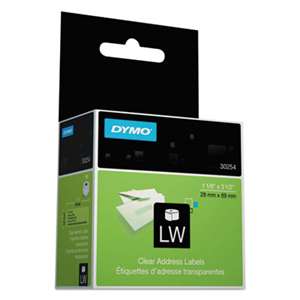 DYMO 30254 LabelWriter Address Labels, 1 1/8 x 3 1/2, Clear, 130 Labels/Roll