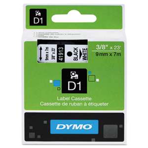 DYMO 41913 D1 Polyester High-Performance Removable Label Tape, 3/8in x 23ft, Black on White