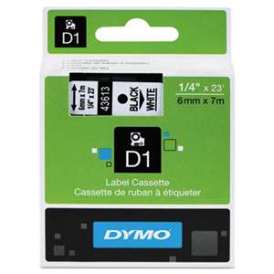 DYMO 43613 D1 Polyester High-Performance Removable Label Tape, 1/4in x 23ft, Black on White