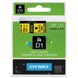 DYMO 45018 D1 Polyester High-Performance Removable Label Tape, 1/2in x 23ft, Yellow