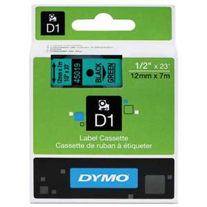 DYMO 45019 D1 Polyester High-Performance Removable Label Tape, 1/2in x 23ft, Black on Green