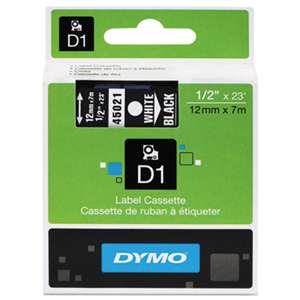 DYMO 45021 D1 Polyester High-Performance Removable Label Tape, 1/2in x 23ft, White on Black