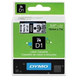 DYMO 45800 D1 Polyester High-Performance Removable Label Tape, 3/4in x 23ft, Black on Clear