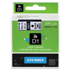 DYMO 45803 D1 Polyester High-Performance Removable Label Tape, 3/4in x 23ft, Black on White
