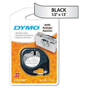 DYMO 91338 LetraTag Metallic Label Tape Cassette, 1/2in x13ft, Silver