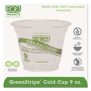 ECO-PRODUCTS,INC. GreenStripe Renewable & Compostable Cold Cups - 9oz., 50/PK, 20 PK/CT