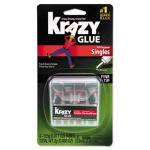 ELMER'S PRODUCTS, INC. Krazy Glue Single-Use Tubes w/Storage Case, 0.07 oz, 4/Pack