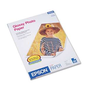EPSON AMERICA, INC. Glossy Photo Paper, 60 lbs., Glossy, 8-1/2 x 11, 20 Sheets/Pack