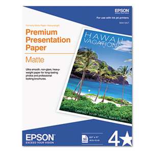 EPSON AMERICA, INC. Premium Matte Presentation Paper, 45 lbs., 8-1/2 x 11, 50 Sheets/Pack