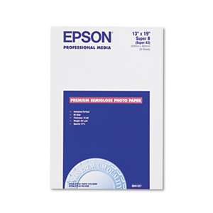 EPSON AMERICA, INC. Premium Photo Paper, 68 lbs., Semi-Gloss, 13 x 19, 20 Sheets/Pack
