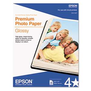 EPSON AMERICA, INC. Premium Photo Paper, 68 lbs., High-Gloss, 8-1/2 x 11, 50 Sheets/Pack