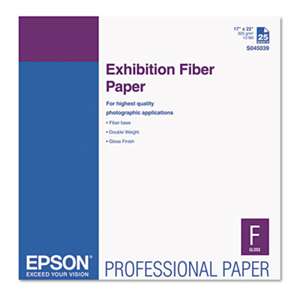 EPSON AMERICA, INC. Exhibition Fiber Paper, 17 x 22, White, 25 Sheets