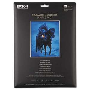 EPSON AMERICA, INC. Signature Worthy Paper Sample Pack, 8-1/2 x 11, Assorted Finishes, 14 Sheets/PK