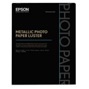 EPSON AMERICA, INC. Professional Media Metallic Photo Paper Glossy, White, 17 x 22, 25 Sheets/Pack