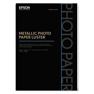 EPSON AMERICA, INC. Professional Media Metallic Photo Paper Luster, White, 13 x 19, 25 Sheets/Pack