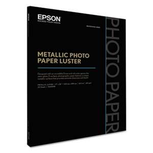 EPSON AMERICA, INC. Professional Media Metallic Photo Paper Luster, White, 17 x 22, 25 Sheets/Pack