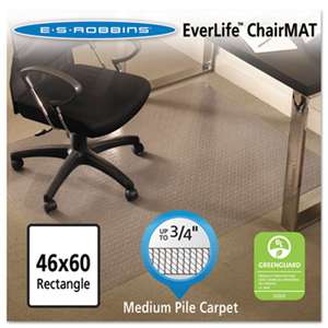 E.S. ROBBINS EverLife Chair Mats For Medium Pile Carpet, Rectangular, 46 x 60, Clear