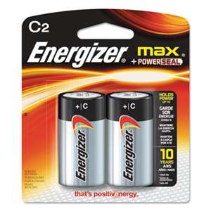 Energizer E93BP2 MAX Alkaline Batteries, C, 2 Batteries/Pack
