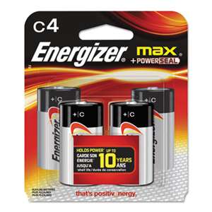 Energizer E93BP4 MAX Alkaline Batteries, C, 4 Batteries/Pack