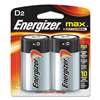 Energizer E95BP2 MAX Alkaline Batteries, D, 2 Batteries/Pack
