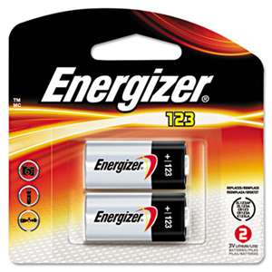 Energizer EL123APB2 Lithium Photo Battery, 123, 3V, 2/Pack