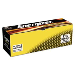 Energizer EN95 Industrial Alkaline Batteries, D, 12 Batteries/Box