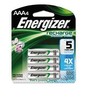 Energizer NH12BP4 NiMH Rechargeable Batteries, AAA, 4 Batteries/Pack