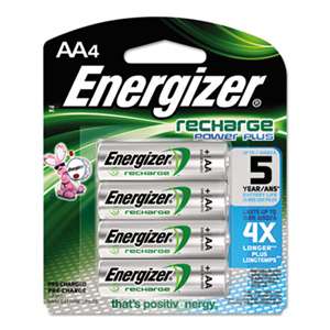 Energizer NH15BP4 NiMH Rechargeable Batteries, AA, 4 Batteries/Pack