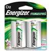 Energizer NH50BP2 NiMH Rechargeable Batteries, D, 2 Batteries/Pack