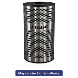 EXCELL METAL PRODUCTS CO Stainless Steel Trash Receptacle, 33gal, Stainless Steel