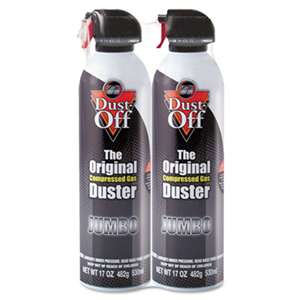 FALCON SAFETY Disposable Compressed Gas Duster, 17 oz Cans, 2/Pack