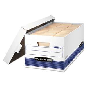 FELLOWES MFG. CO. STOR/FILE Storage Box, Letter, Lift Lid , 12 x 24 x 10, White/Blue, 12/Carton