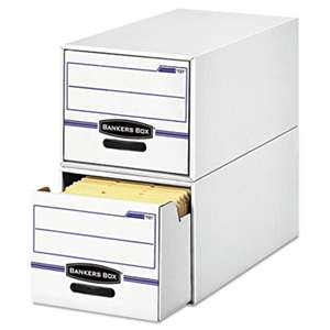 FELLOWES MFG. CO. STOR/DRAWER File Drawer Storage Box, Letter, White/Blue, 6/Carton
