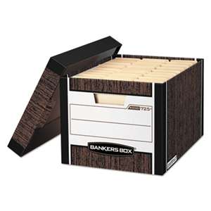 FELLOWES MFG. CO. R-KIVE Max Storage Box, Letter/Legal, Locking Lid, Woodgrain, 12/Carton