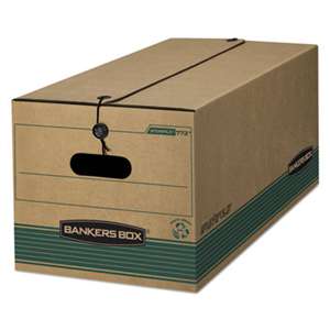 FELLOWES MFG. CO. STOR/FILE Extra Strength Storage Box, Letter, String/Button, Kraft/Green, 12/CT