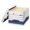 FELLOWES MFG. CO. STOR/FILE Med-Duty Letter/Legal Storage Boxes, Locking Lid, White/Blue, 12/CT