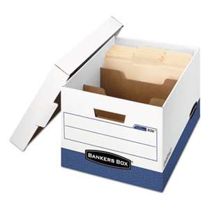 FELLOWES MFG. CO. R-KIVE Maximum Strength Storage Box,Letter/Legal, Locking Lid, White/Blue, 12/CT