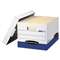 FELLOWES MFG. CO. R-KIVE Max Storage Box, Letter/Legal, Locking Lid, White/Blue, 4/Carton