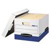 FELLOWES MFG. CO. R-KIVE Max Storage Box, Letter/Legal, Locking Lid, White/Blue, 4/Carton