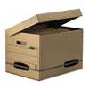 FELLOWES MFG. CO. STOR/FILE Storage Box, Letter/Legal, Attached Lid, Kraft/Green, 12/Carton