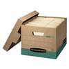 FELLOWES MFG. CO. R-KIVE Storage Box, Letter/Legal, Locking Lift-off Lid, Kraft/Green, 12/Carton