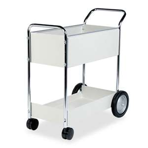 FELLOWES MFG. CO. Steel Mail Cart, 150-Folder Capacity, 20w x 40-1/2d x 39h, Dove Gray