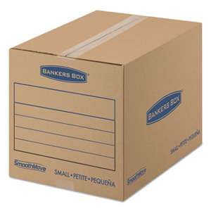 FELLOWES MFG. CO. SmoothMove Basic Small Moving Boxes, 16l x 12w x 12h, Kraft/Blue, 25/BD