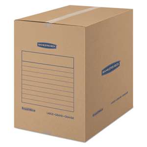 FELLOWES MFG. CO. SmoothMove Basic Large Moving Boxes, 18l x 18w x 24h, Kraft/Blue, 15/Carton