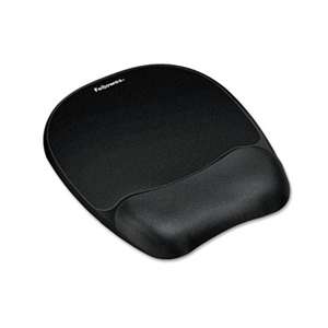 FELLOWES MFG. CO. Mouse Pad w/Wrist Rest, Nonskid Back, 7 15/16 x 9 1/4, Black
