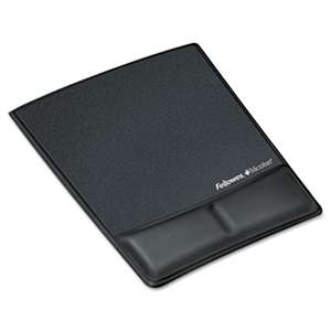 FELLOWES MFG. CO. Memory Foam Wrist Rest w/Attached Mouse Pad, Black