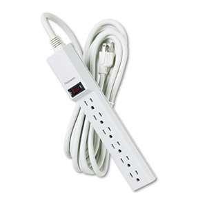 FELLOWES MFG. CO. Six-Outlet Power Strip, 120V, 15ft Cord, 10 7/8 x 1 7/8 x 1 5/8, Platinum