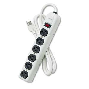 Fellowes 99027 Six-Outlet Metal Power Strip, 120V, 6ft Cord, 12 3/16 x 2 1/2 x 1 3/8, Platinum